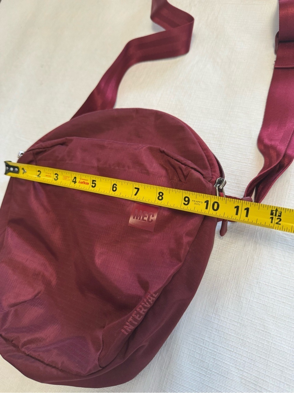 Circular Burgundy Crossbody Bag with Front Zip Pocket - Picture 7 of 8